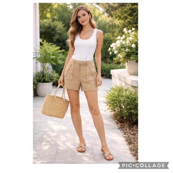 A.L.C. Pants - A.L.C. LINEN TAN CARGO SHORTS